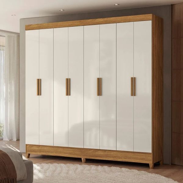 Guarda-Roupa Casal 8 Portas 2 Gavetas Moval Marajó Paris | Freijo/Off White