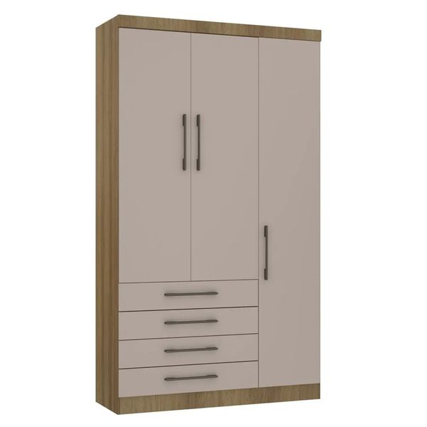 Módulo Guarda-Roupa 3 Portas 4 Gavetas Eucamoveis Paris | Avela/Cinammon