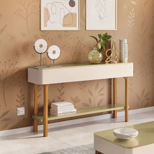 Aparador para Sala de Estar 136 cm Hb móveis Fiero | Off White/Champanhe