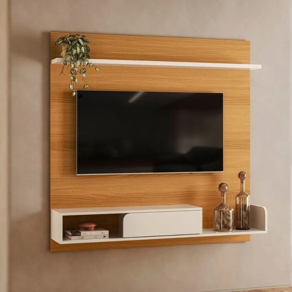 Painel para TV até 55'' Suspenso 136cm HB Móveis Evo | Cinamomo/Off White