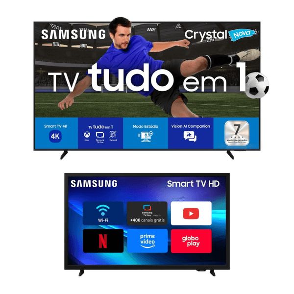 Smart TV 85 Samsung Crystal 4K U8600F e Smart TV Samsung 32 HDR H5000F | Preto (Bivolt)