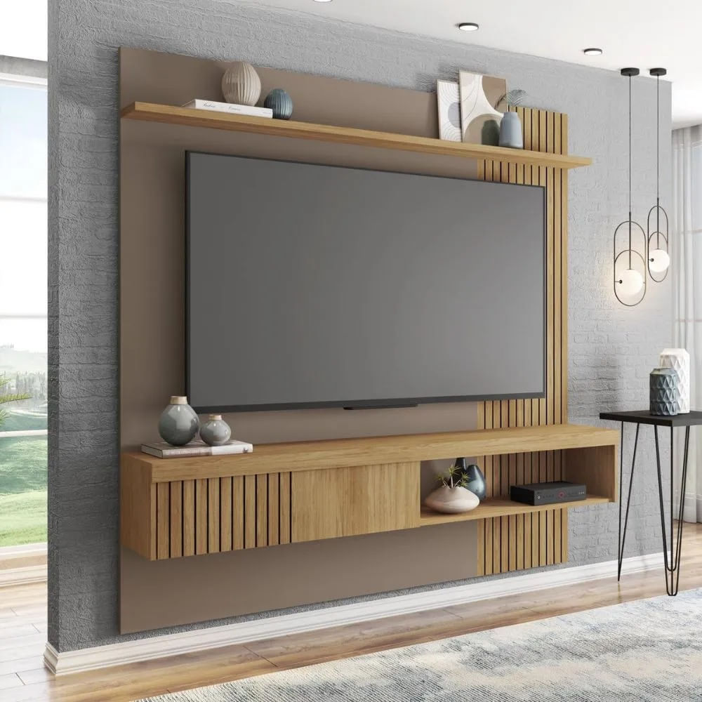 Painel para TV até 65'' Ripado Suspenso 180cm Caemmun Jade