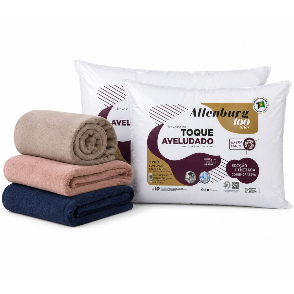 Conjunto Manta Casal Corttex Microfibra e Dois Travesseiros Altenburg