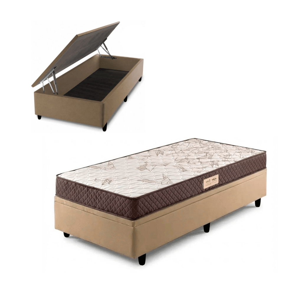 Conjunto Box Baú Solteiro Prince Colchão Ecoflex Ecoline 61x88x188