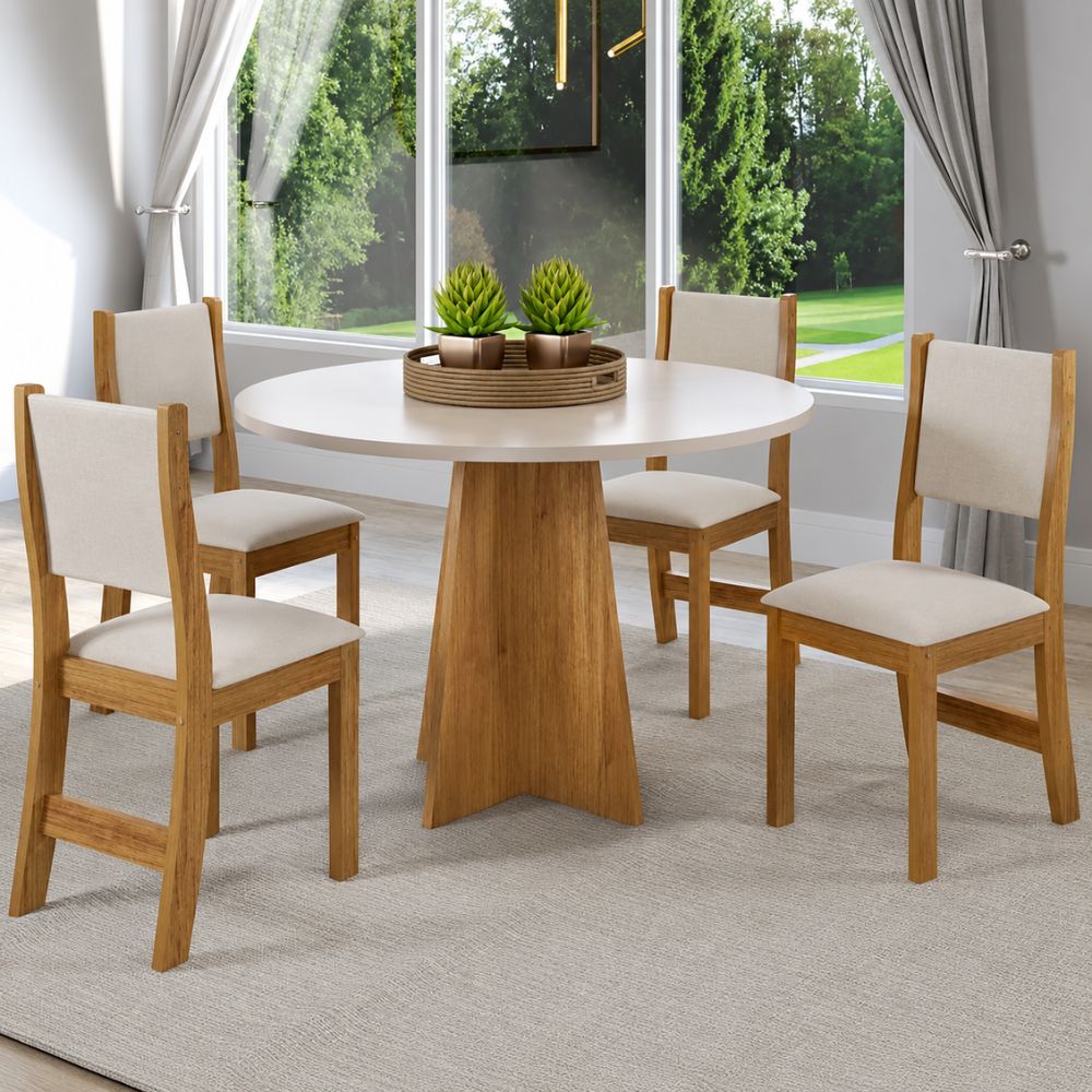 Conjunto Mesa de Jantar 4 Cadeiras Viero 78x90cm