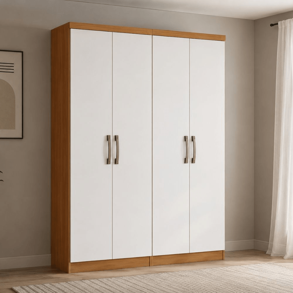 Conjunto Dois Armários Multiuso 4 Portas 12 Prateleiras Henn Margarida