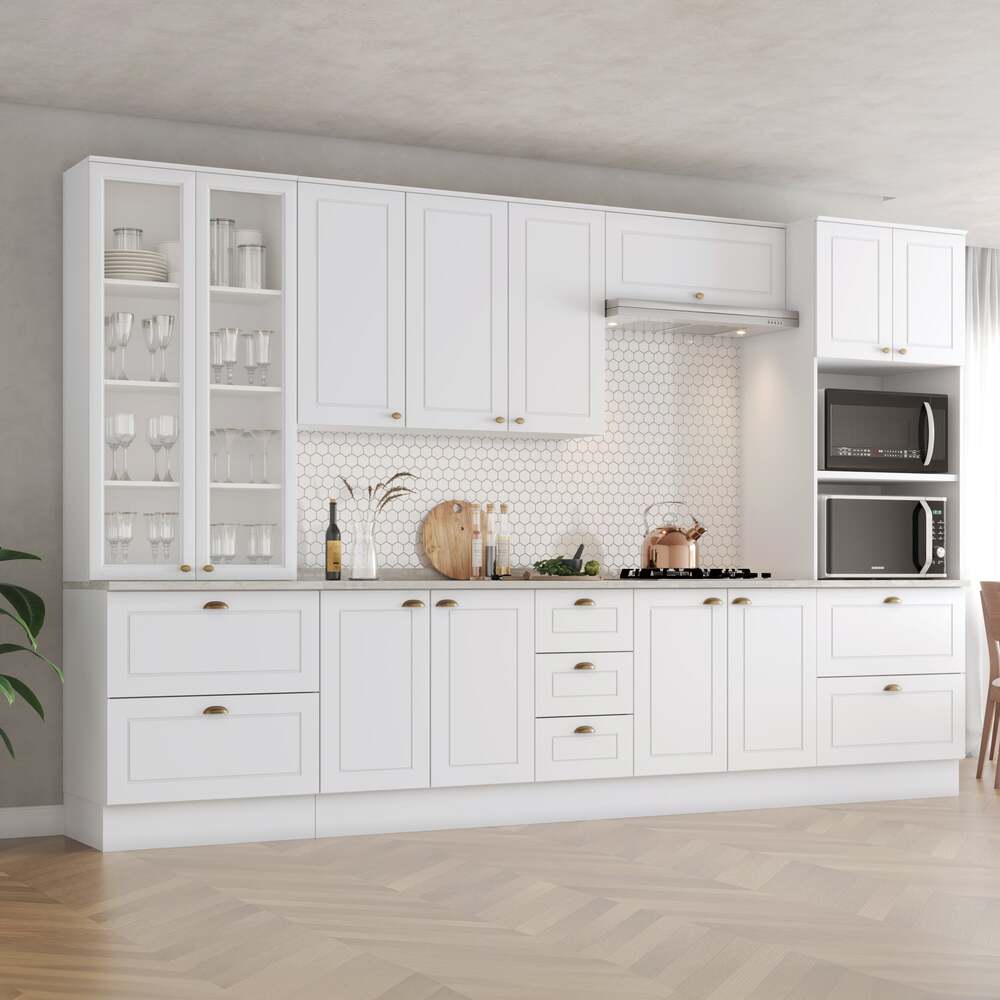 Cozinha Completa 7 Peças Com Cristaleira Americana Henn