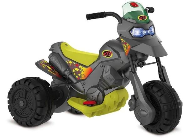 Moto Elétrica Bandeirante XT3 6V Marchas Frente e Ré Velocidade 3,5 Km/h | Grafite/Amarelo (S/V)