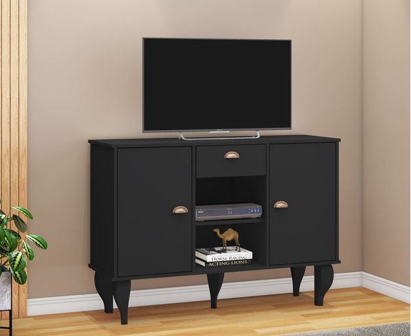 Aparador Movelbento Clássico 2 Portas 1 Gaveta 120x85x40cm | Preto (S/V)