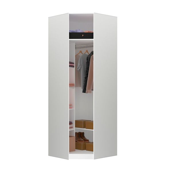 Guarda Roupa Closet Aberto Canto Diagonal 5 Prateleiras 1 Cabideiro 83 | Branco (S/V)