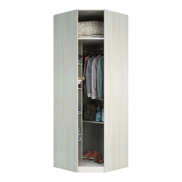 Guarda Roupa Closet Aberto Canto Diagonal 5 Prateleiras 1 Cabideiro 83 | Legno Crema (S/V)