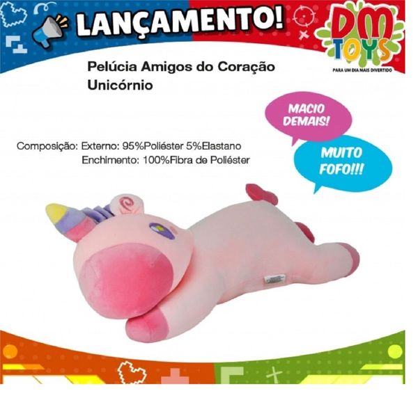 Pelúcia Amigos Do Coração Unicórnio Dm Brasil Dmt6228