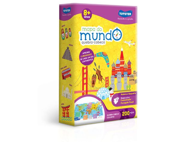 Quebra Cabeça 200 Peças Mapa Do Mundo Toyster 002565