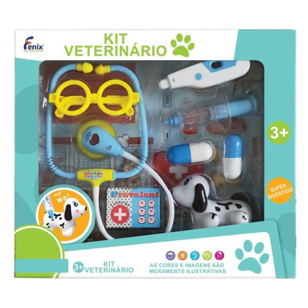 Kit Veterinário Pequeno Com Som E Luz Azul Fenix Vet586