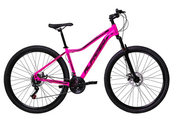 Bicicleta Aro 29 Feminina Alfameq Pandora Alumínio 21v Garfo Suspensão - Rosa/Preto - Tamanho:17