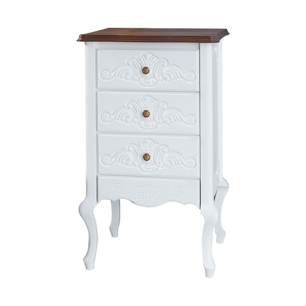 Mesa de Cabeceira Decorativa Zahra 3 Gavetas Branco/Imbuía G71 - Gran Belo