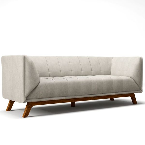 Sofá 3 Lugares Temak 210 cm Algodão Bege G15 - Gran Belo