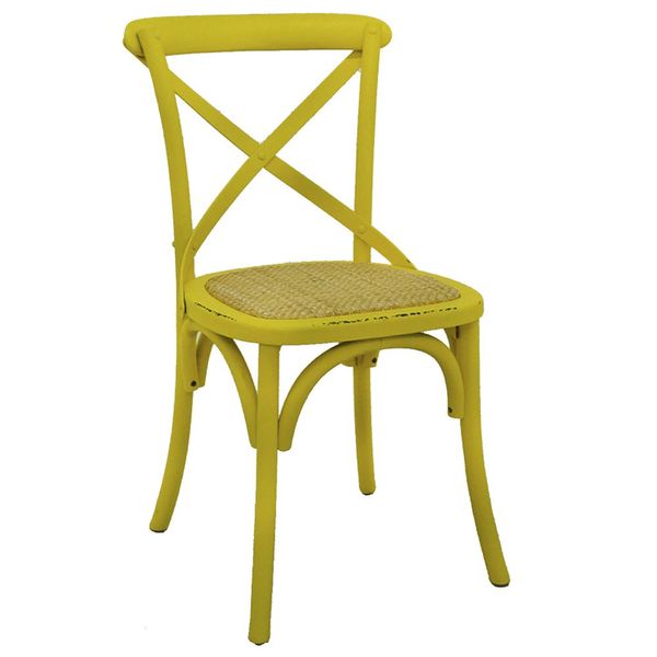 Cadeira Decorativa Sala de Jantar Cozinha Danna Rattan Natural Amarela G56 - Gran Belo