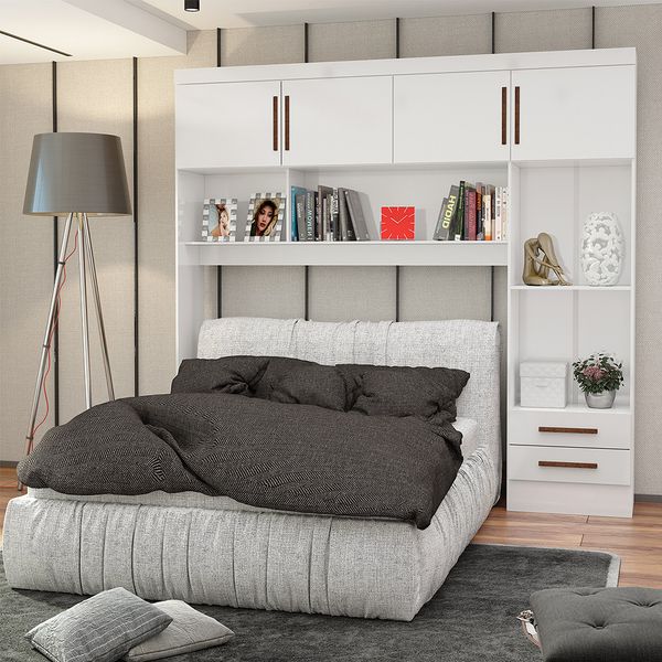Guarda Roupa Modulado Paris 4 Portas 2 Gavetas Branco