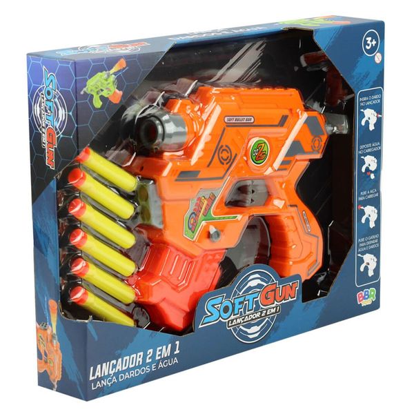 Lançador De Dardo E Água 2 Em 1 Soft Gun Laranja Bbr R3366