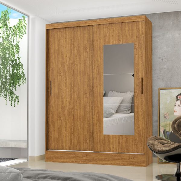 Guarda-Roupa Belem 2 Portas de Correr 2 Gavetas com Espelho Cinamomo
