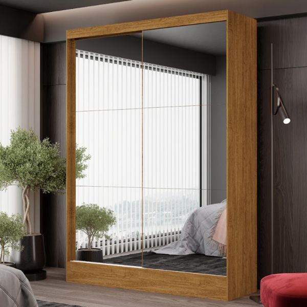 Guarda-Roupa Belem Premium 2 Portas de Correr 2 Gavetas com Espelho Cinamomo