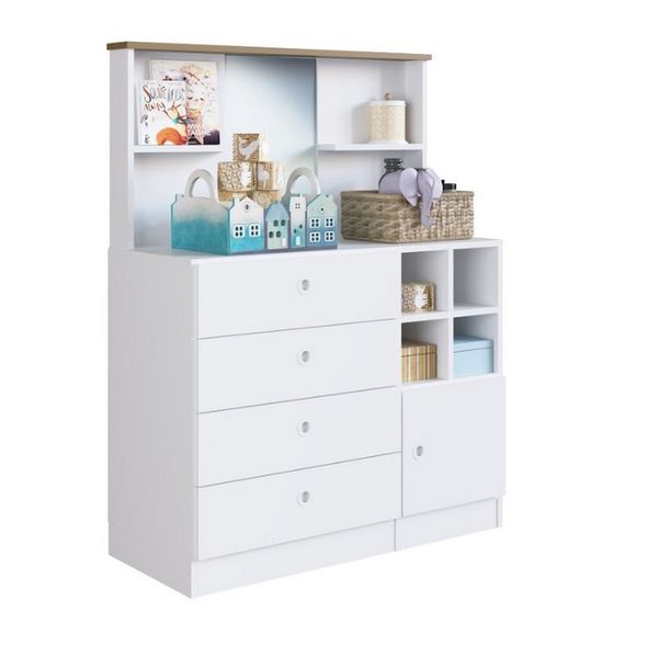 Cômoda House Espelho 4 Gavetas 1 Porta Art in Móveis Branco