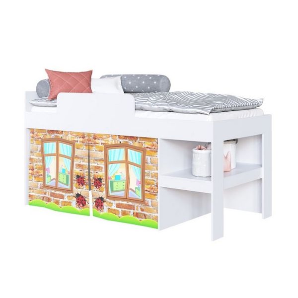 Cama Infantil Com Protetor e Cortina 90 Imaginação Meu Fofinho Art in Móveis Branco