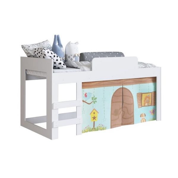 Cama Infantil Com Protetor e Cortina Alegria Meu Fofinho Art in Móveis Branco
