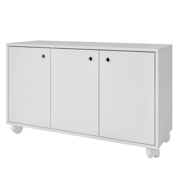 Armário em MDP com 3 Portas 1 Prateleira e 4 Pés com Rodízio BRV Móveis Branco