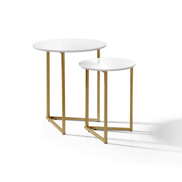 Mesa Lateral Pé De Ferro Dourado Estilo Industrial