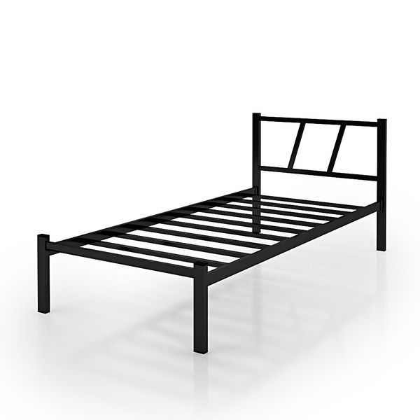 Cama Solteiro Helena Preto Tubolar De Ferro Preto