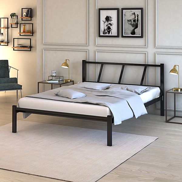 Cama De Aço Helena Preto P/ Quarto Casal PRETO