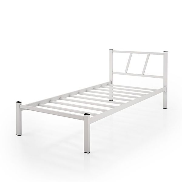 Cama Solteiro Em Aço Helena Super Resistênte Branco