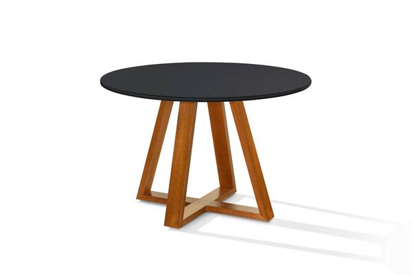 Mesa de Jantar Bela Redonda Tampo Vidro/MDF 105cm Luxo