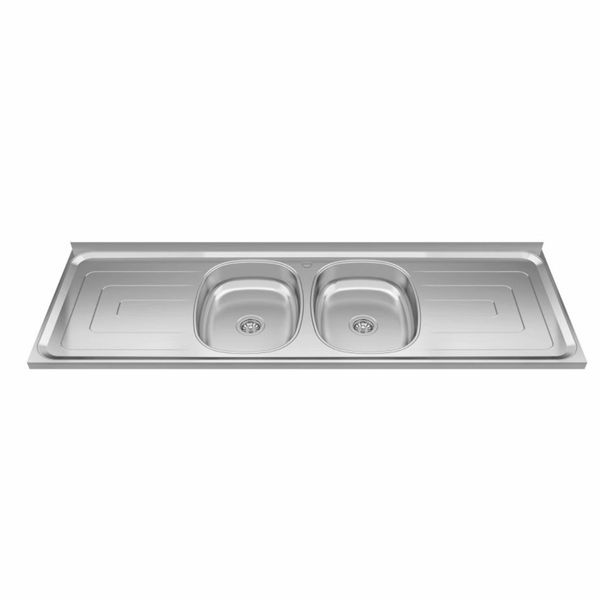 Tampo para Pia Inox Com 2 Cubas 1,60x0,53 Duranox | Inox (S/V)