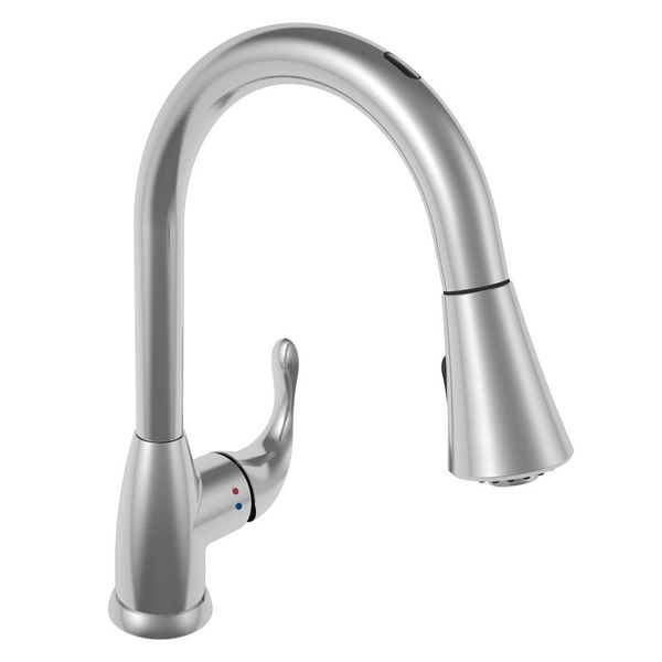 Torneira AREMC02 com Sensor Misturador De Cozinha 2 Jatos Com Bica Móvel e Retrátil Escovado Inox