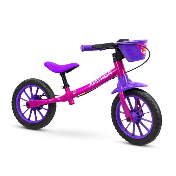 Bicicleta Nathor Balance Bike Aro 12 Feminina Infantil Para Equilíbrio | Rosa (S/V)