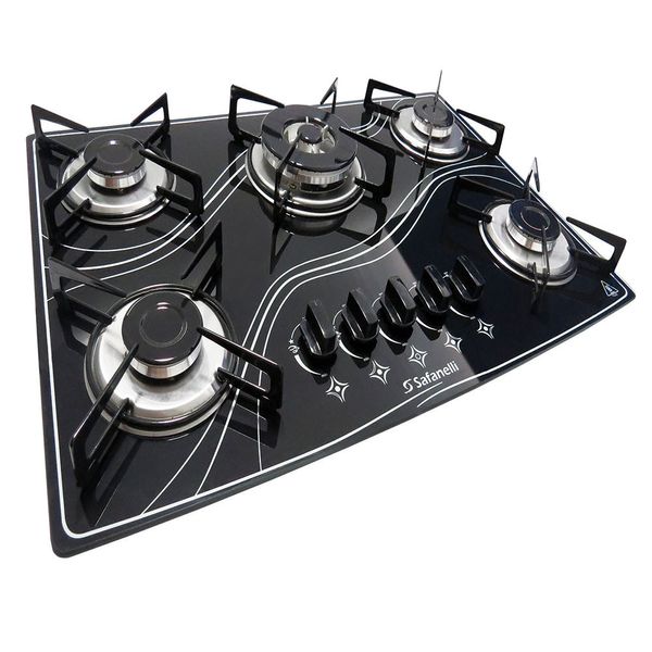 Fogão Cooktop 5 Bocas Tripla Chama Safanelli Preto / Bivolt