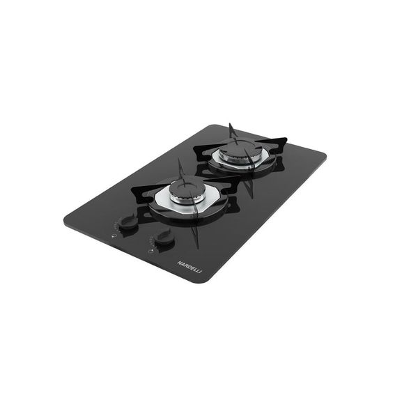 Cooktop à Gás 2 Bocas NDL Vidro Flange Inox Nardelli Preto / Bivolt
