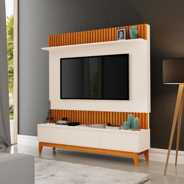Painel TV Sala Moderno Para 75 Polegadas Ripado Antalya MDF