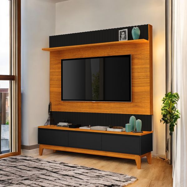 Painel TV Quarto Grande Ripado Para TV 75 Polegadas Antalya