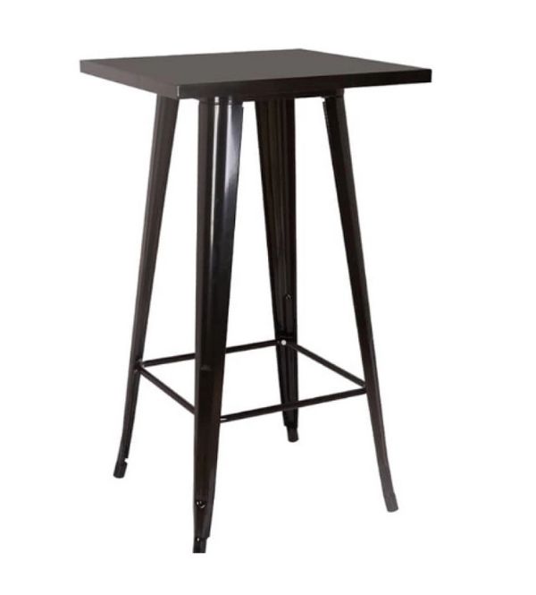 Mesa Bistro Alta De Bar Café Tolix - 60 X 60 Cm Preta