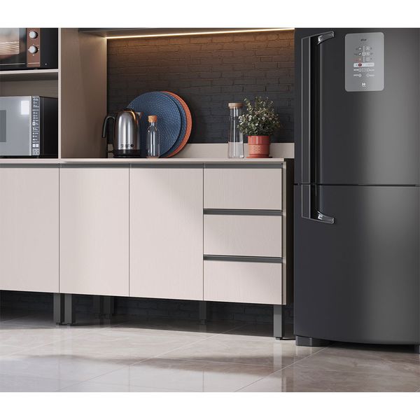Balcão de Cozinha para Pia 120 Cm 2 Portas 3 Gavetas Quiditá Fumê
